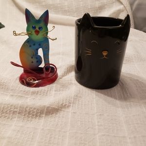 Rainbow cat business card holder and cat pen cup